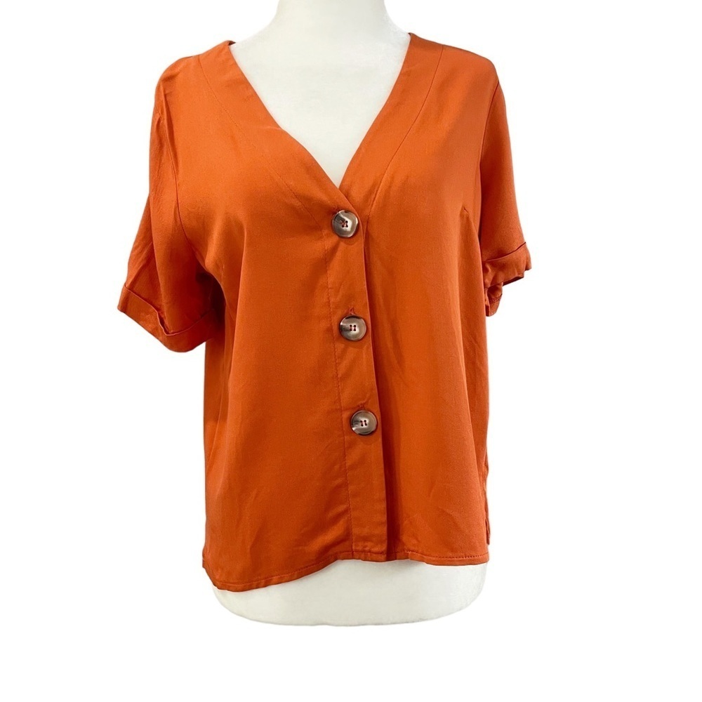 ASOS Design Women's Boxy Oversized Top Contrast Buttons Blouse Boho Size 2